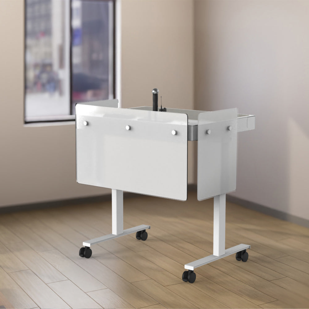 Premium Modesty Panel Set on Heckler Lectern 4U — cast acrylic with Halo edge