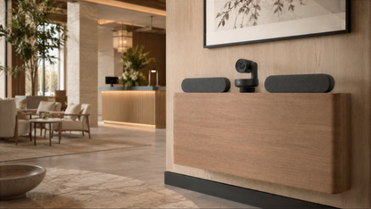 Heckler AV Credenza 4U in a hotel meeting space.