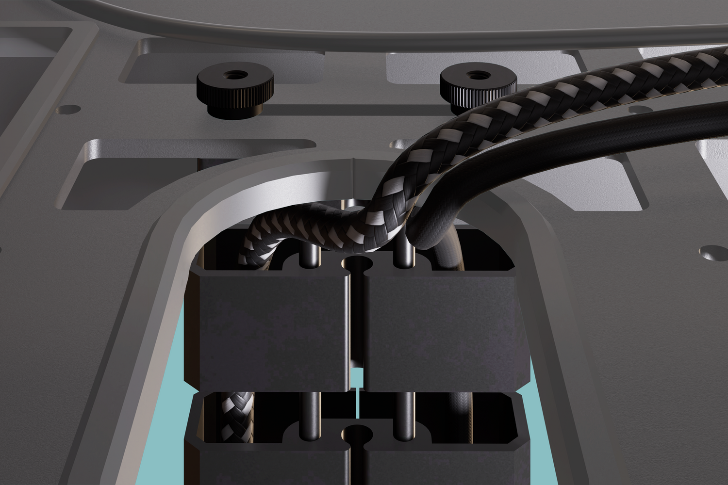 Cable Management Kit for Heckler Lectern — complete installation overview