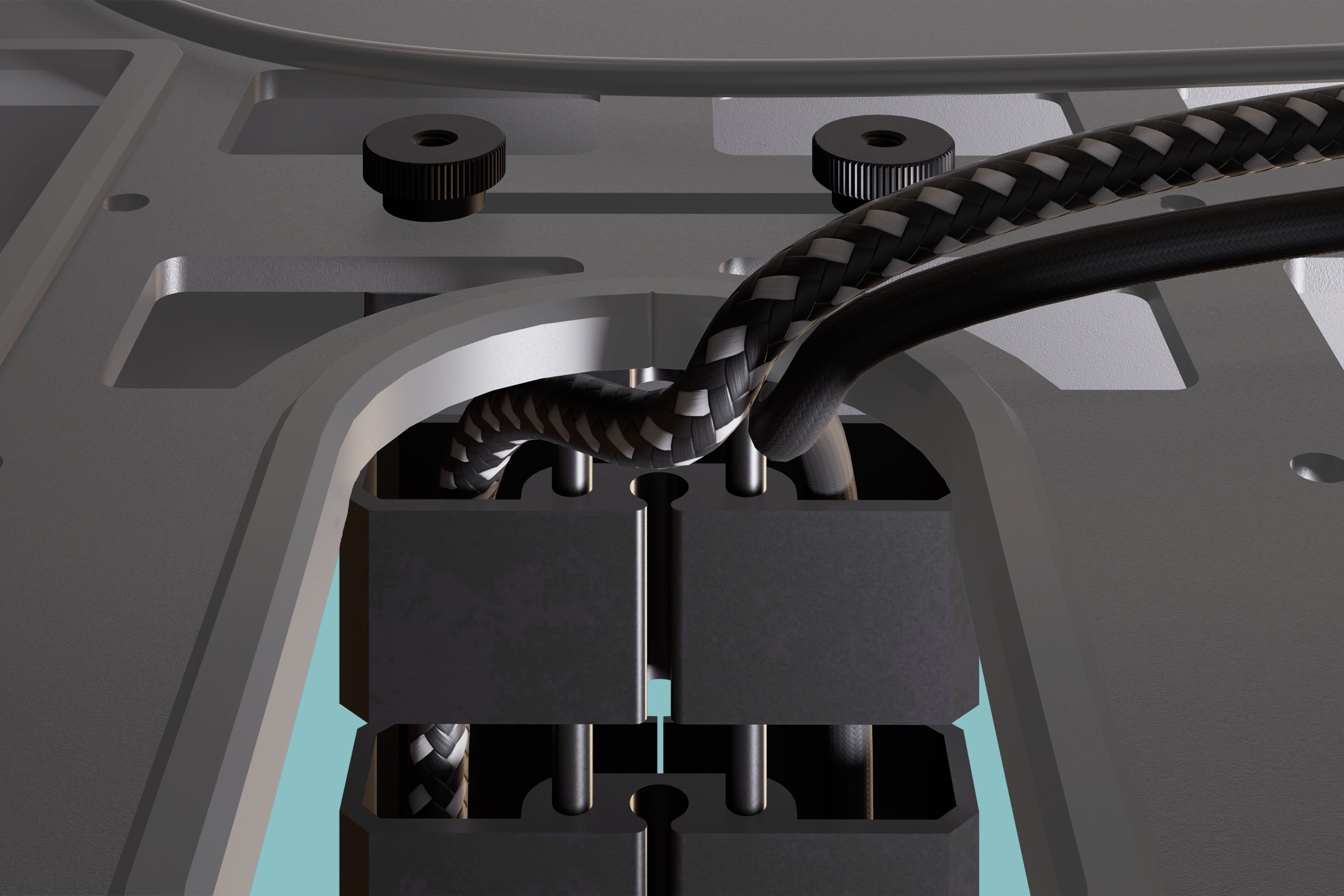 Cable Management Kit for Heckler Lectern — complete installation overview