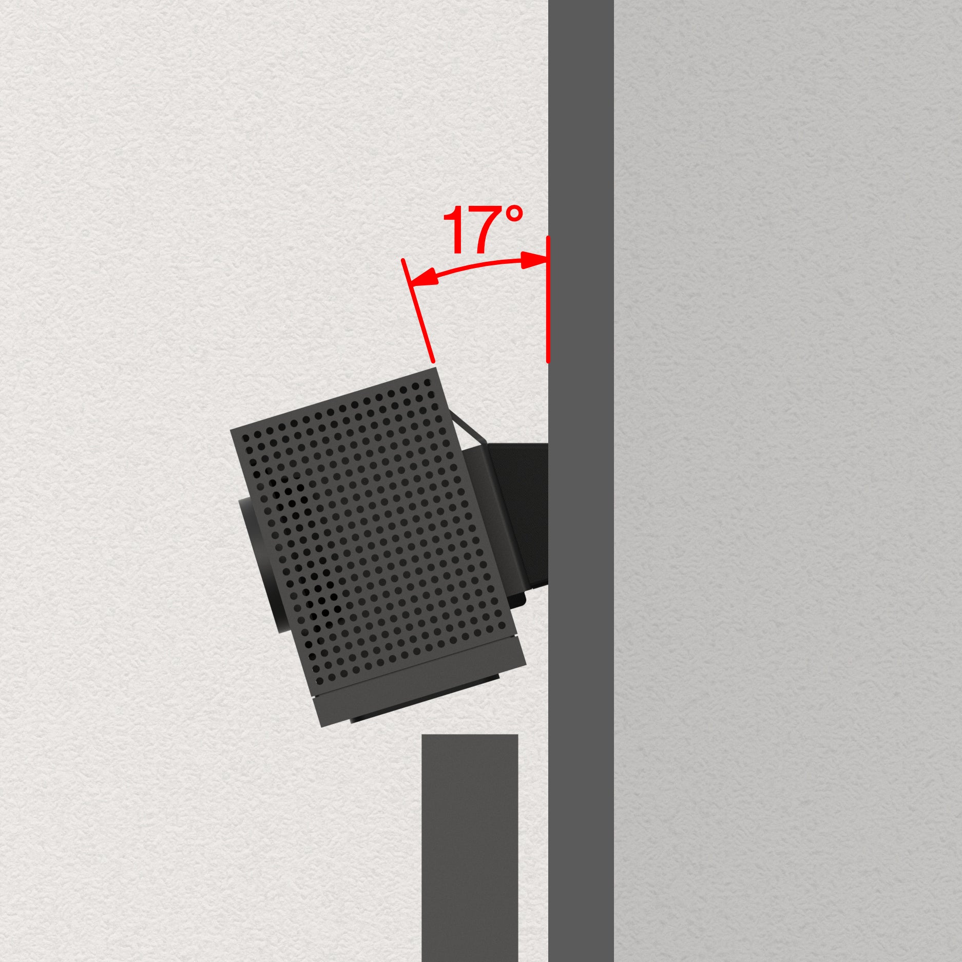 Heckler Angle Adapter for Huddly C1 — side profile showing 17-degree angle