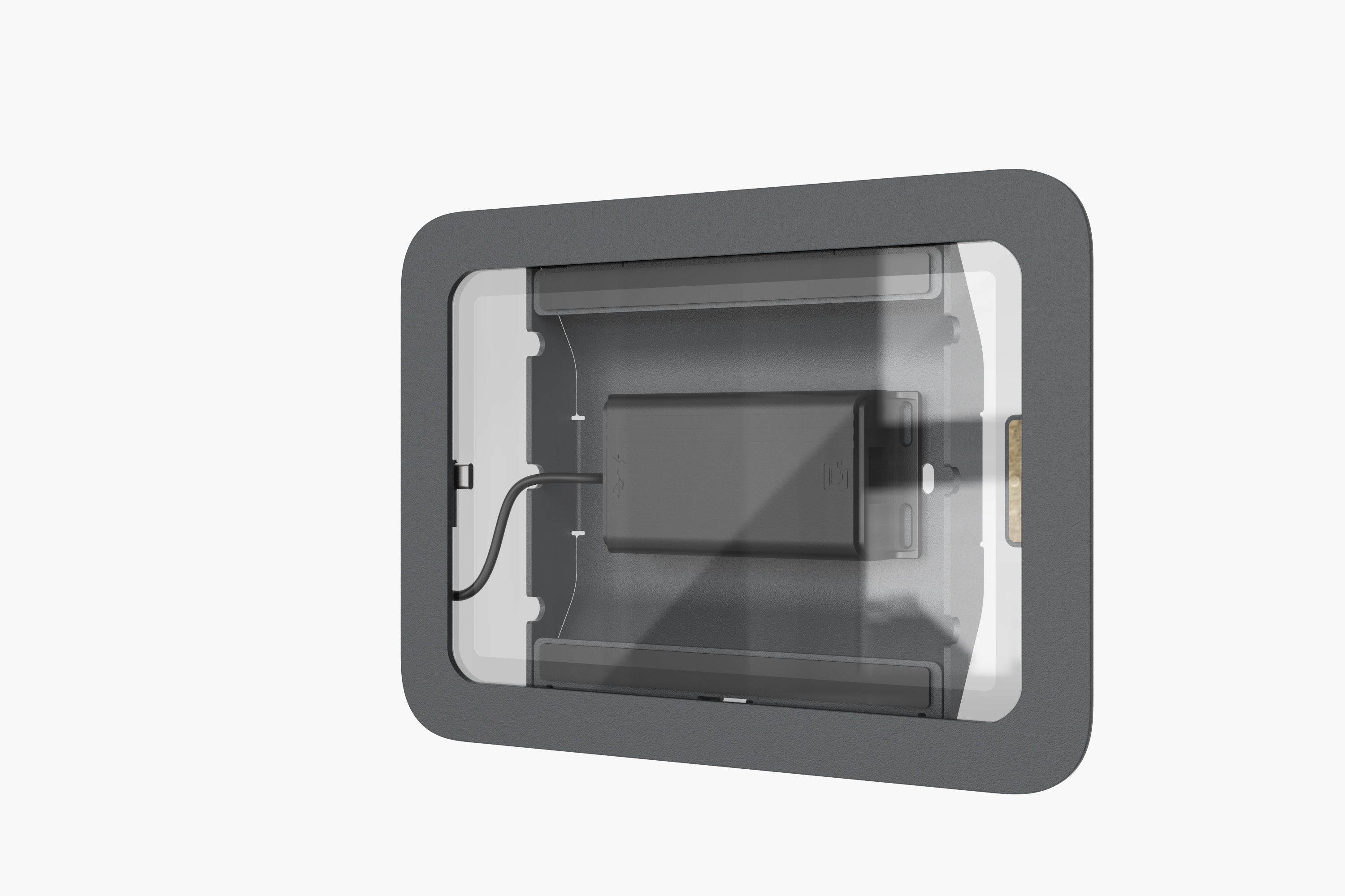 Heckler OnWall Mount for iPad mini — lifestyle view in office hallway environment
