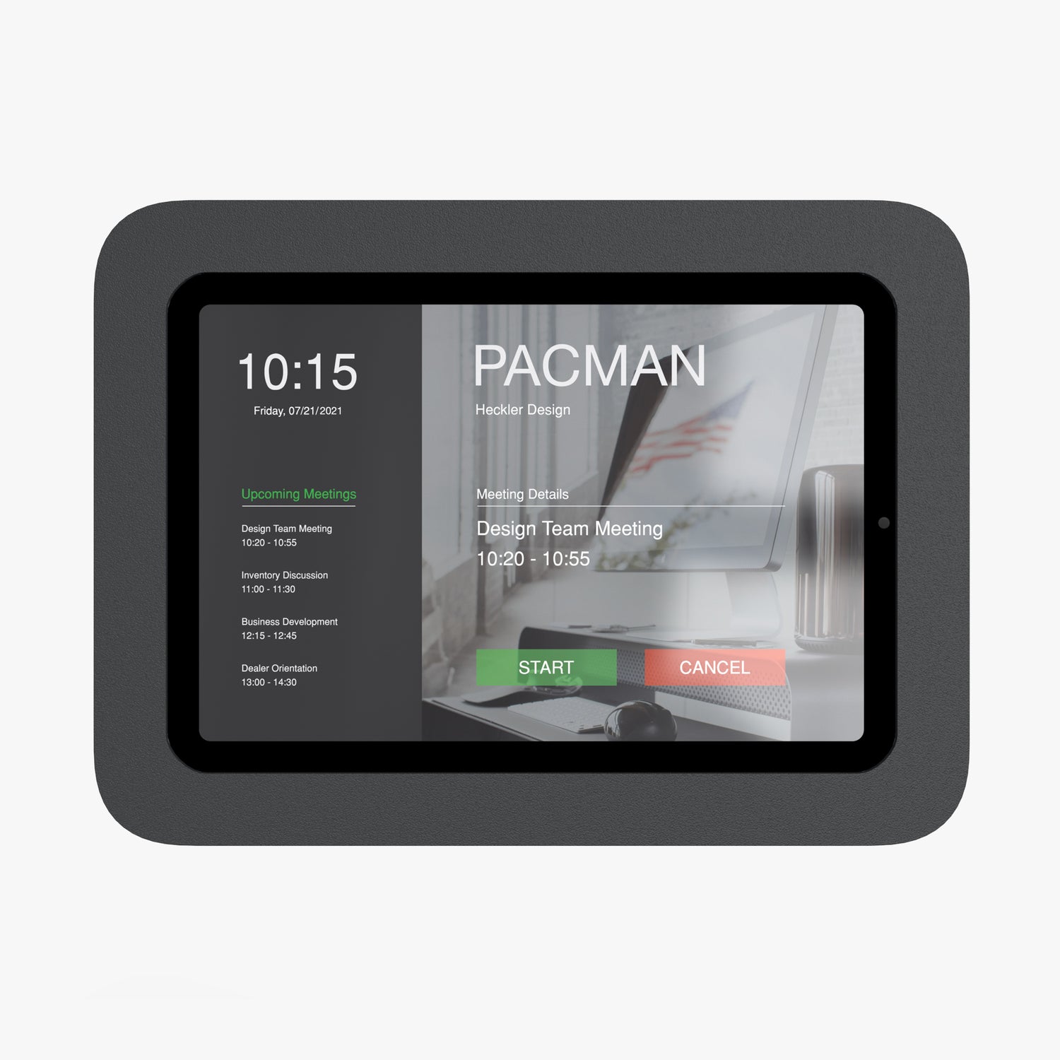 Heckler OnWall Mount for iPad mini — detail view of flush wall-mount profile