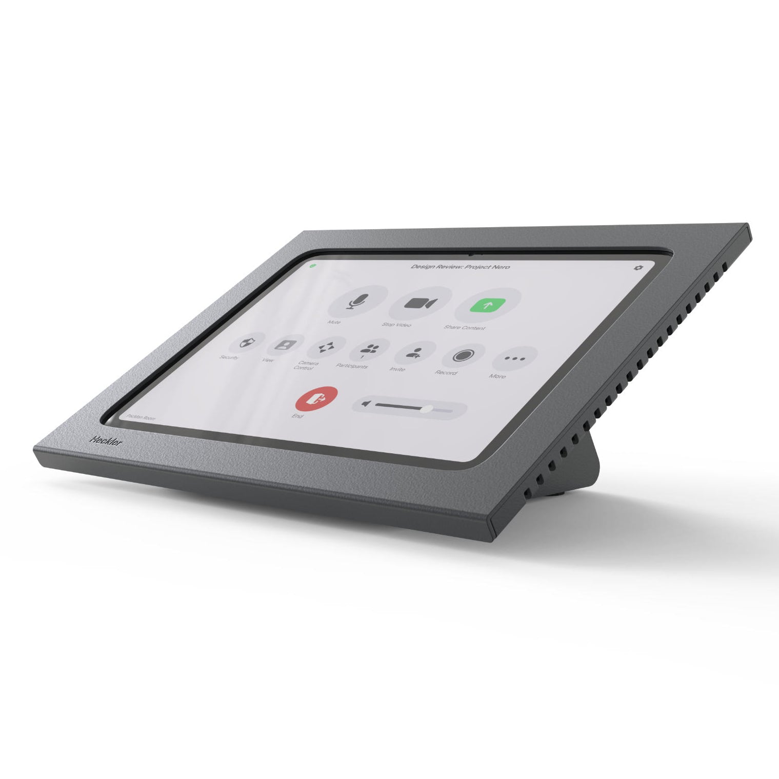 Zoom Rooms Console for iPad 10th and 11th Generation angled view.