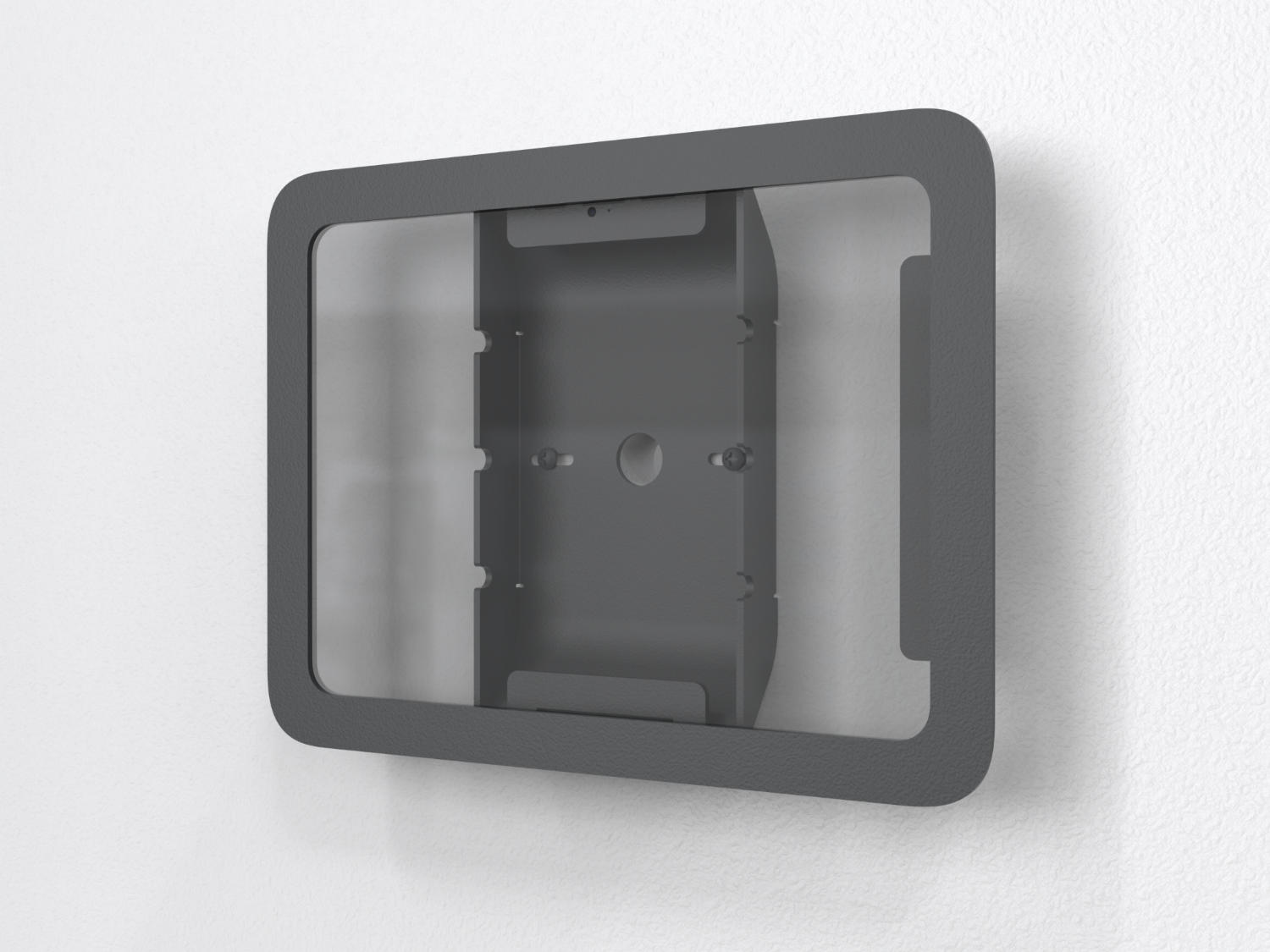 Heckler OnWall Mount for iPad — detail view of flush wall-mount installation