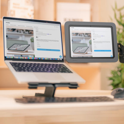 Heckler VESA Mount for iPad — lifestyle view on countertop display arm