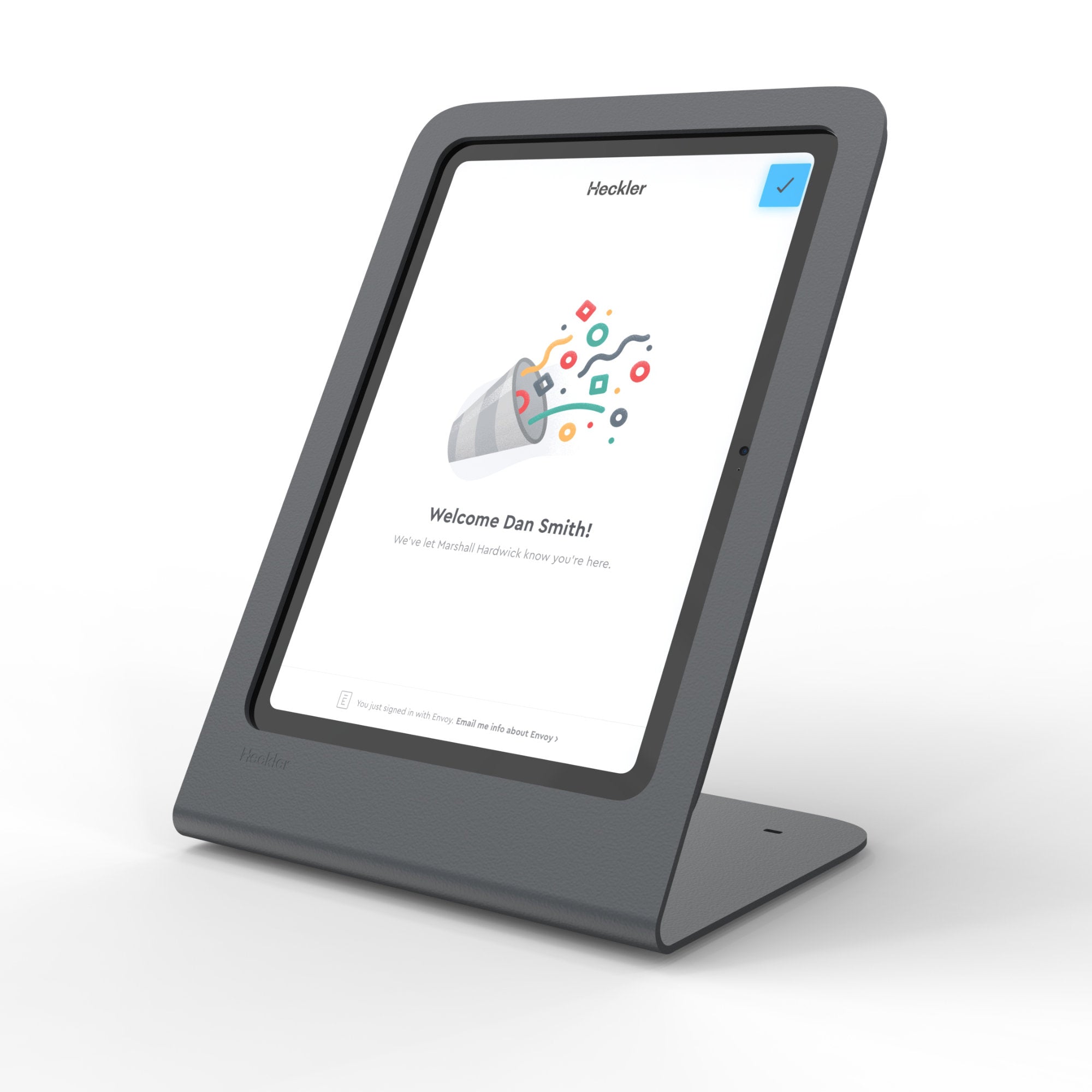 Heckler Portrait Stand for iPad — detail view of steel construction