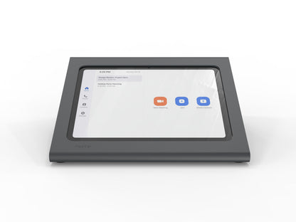 Heckler Meeting Room Console for iPad — rear view showing cable routing and Kensington slot